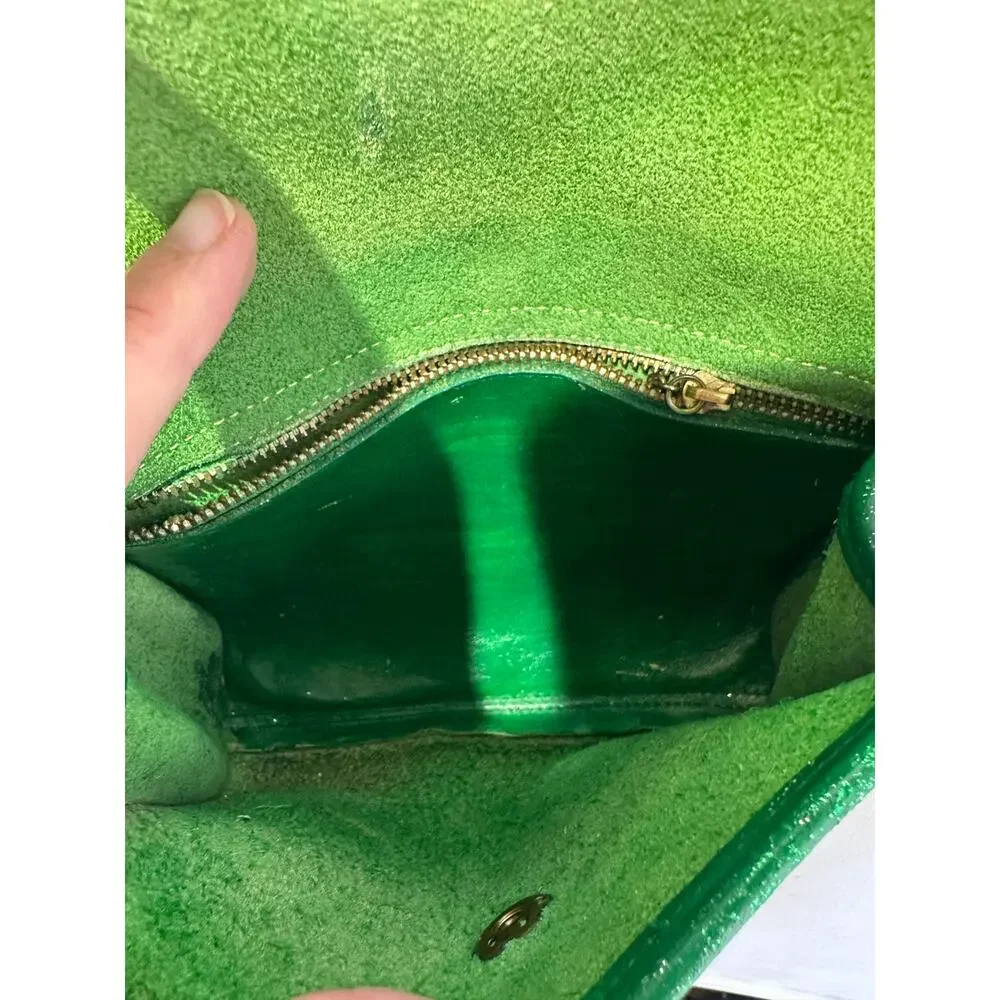 Vintage COACH UPCYCLED Metallic Glitter Green Chrystie Spring Lock Brass Bag